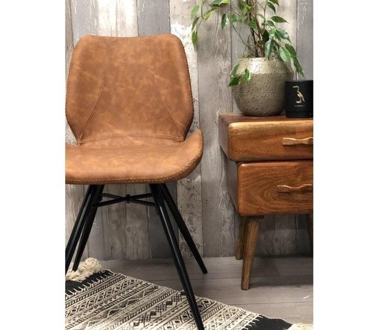 | Dimehouse Eetkamerstoel Design Hetson Premium Cognac Eetkamerstoel Hetson Premium cognac meubels outlet