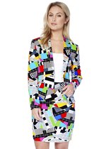 OppoSuits Miss Testival - Dames Pak met Rok - Testbeeld Kostuum - Carnaval - Gekleurd - Maat EU 42