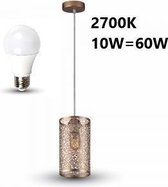 Moderne design hanglamp in champagne/goudkleurige afwerking inclusief LED lamp van 800 Lumen in 2700K -10W = 60Wleur.