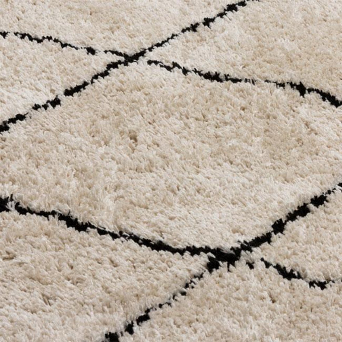 Vloerkleed Diamonds beige / zwart 200 x 300 hoogpolig