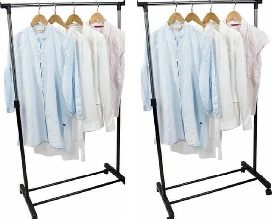 2x Verrijdbare kleding hangrekken 162 cm - Mobiel kledingrek 2 stuks |  bol.com