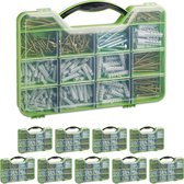 Relaxdays 10x assortimentskoffer schroeven en pluggen - assortimentsdoos  - groen - set