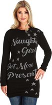Foute Kersttrui "Naughty Girls get More Presents" voor Vrouwen | Dames - Kerstjurk - Lange Kersttrui - Christmas Sweater Maat XS