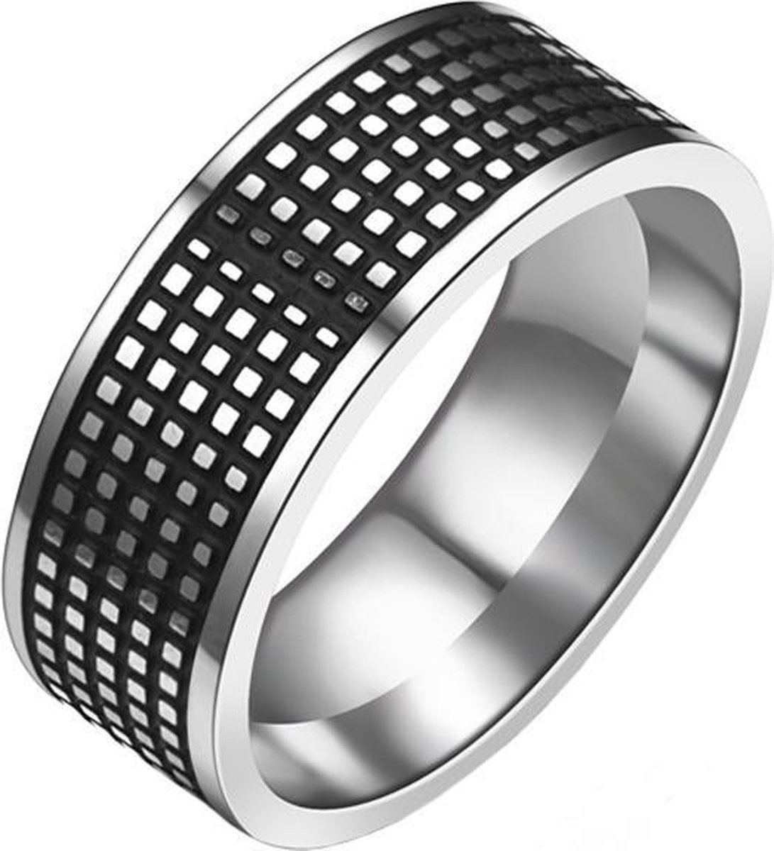 Stalen mannen ring Grid 8mm-21mm