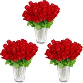 Relaxdays 144x kunstrozen - rood - kunstbloemen - decoratie - nep bloemen