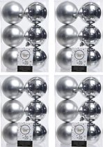 24x Zilveren kunststof kerstballen 8 cm - Mat/glans - Onbreekbare plastic kerstballen - Kerstboomversiering zilver