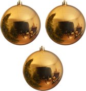 3x Grote gouden kunststof kerstballen van 20 cm - glans - gouden kerstboom versiering