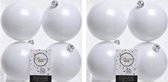 8x Winter witte kunststof kerstballen 10 cm - Mat - Onbreekbare plastic kerstballen - Kerstboomversiering winter wit