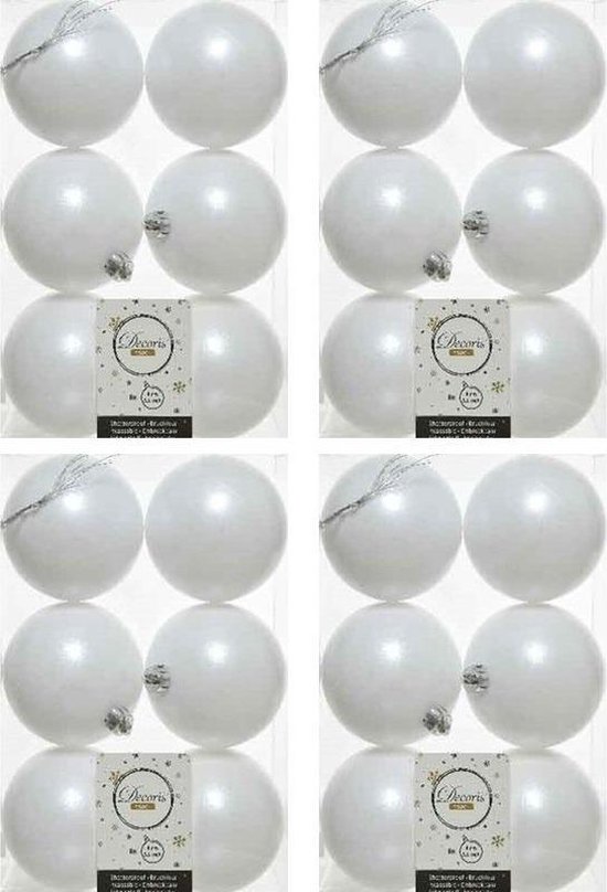 24x Winter witte kunststof kerstballen 8 cm - Mat - Onbreekbare plastic kerstballen | bol.com