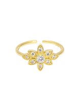Flower zirconia ring gold plated