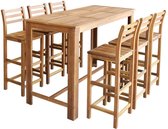 Barset 7 delig (incl Houten dienblad) Massief Acacia Hout - Bartafel set - Bar kruk - Hoge Stoel - Bar stoeltje - Bar Krukje - Barkruk - Bartafel met barstoelen