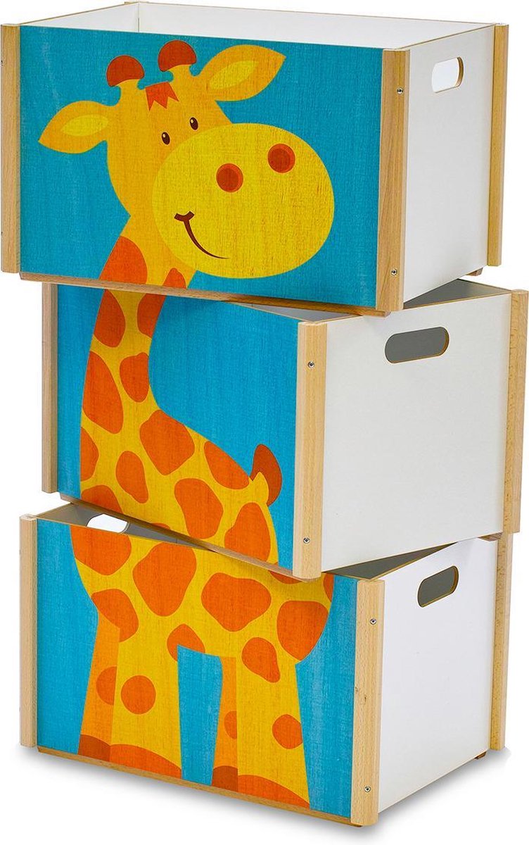 Speelgoedkist Giraf 3-delig Hout