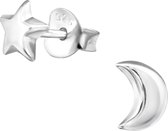 Joy|S - Zilveren ster maan oorbellen 5 x 6 mm Sterling zilver 925