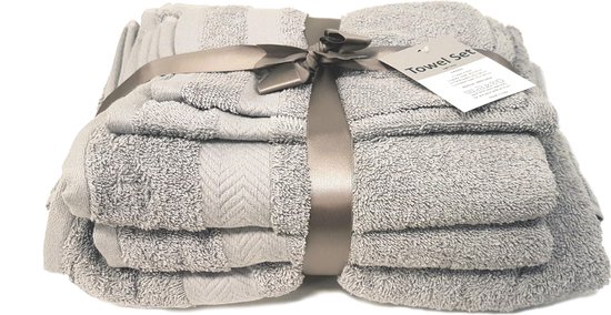 Sorprese - Luxe handdoek set - 5 delig - Licht grijs - Extra zachte badstof 100%... | bol.com