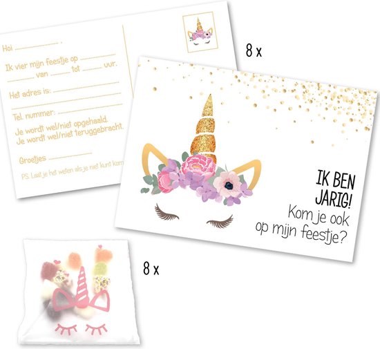 Wonderlijk bol.com | Verjaardag uitnodigingen unicorn – uitnodigingskaarten PS-32