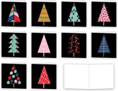 Kerstkaarten - Set van 10 x gevouwen kerstkaart - 14 cm x 14 cm - Inclusief envelop