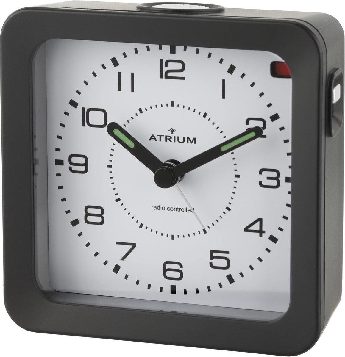 ATRIUM Wekker - Analoog - Radiogestuurd - Alarm - Zwart - Licht - Verlichte wijzers - Opbouwend Alarmsignaal - Snooze - Duidelijk - Quartz uurwerk - A660-7