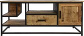 HSM Collection - TV meubel - 130x42x55 - naturel/zwart - mangohout/ijzer