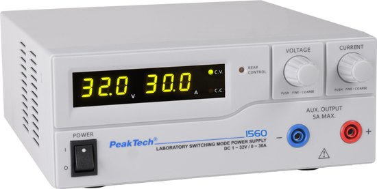 PeakTech Digtial Quad Laboratoriumvoeding - Laboratoriumvoeding 0-30V / 0-5A DC, gestabiliseerd, lineair regelbaar, 1 stuk, P 6215
