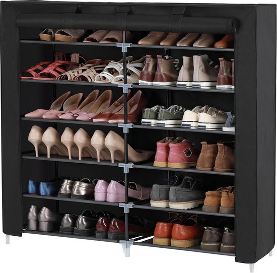 Meuble à chaussures Songmics - 7 couches Pour 36 paires de chaussures - Étagère à chaussures - Antipoussière - Noir