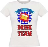 T-shirt Oktoberfest drink team maat L Dames wit
