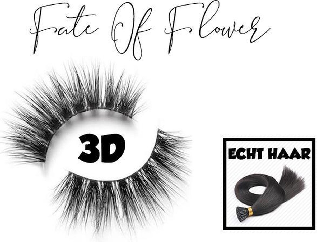 1 paar - Fate of Flower 3D Wimpers 100% Echt Haar - Zwart