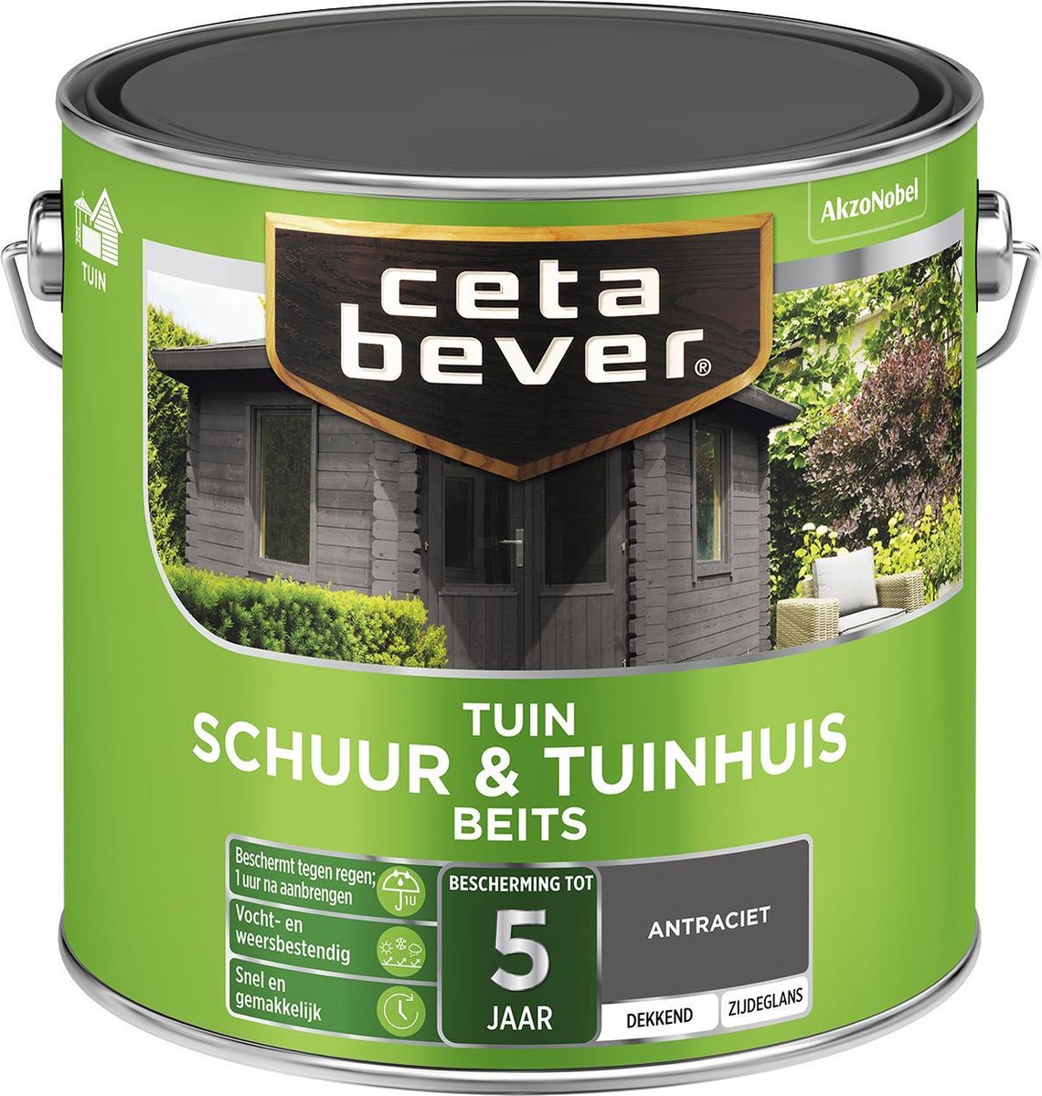 CetaBever Schuur & Tuinhuis Beits - Zijdeglans - Antraciet - 2,5 liter |  bol.com