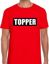 Topper  in kader shirt heren rood  / Topper in zwarte balk rood shirt heren XL
