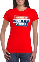 Rood T-shirt - Die naast mij kan ook niet  zingen dames - Toppers dresscode kleding M