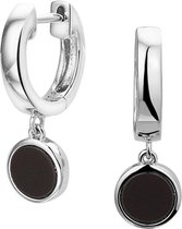 The Jewelry Collection Klapoorringen Onyx - Zilver