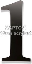 Xaptovi Huisnummer 1 Materiaal: Acrylaat - Hoogte: 15cm - Kleur: Zwart