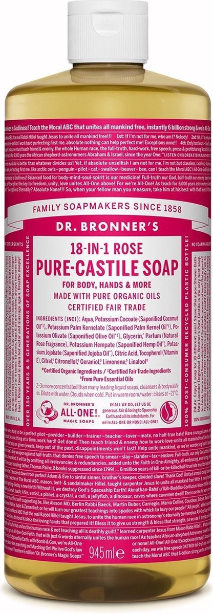 Dr. Bronner Liquid Soap Rose - 946 ml - Douchegel