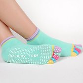 Yoga sokken met antislip - turqoise met gekleurde tenen - maat 36 tot 40