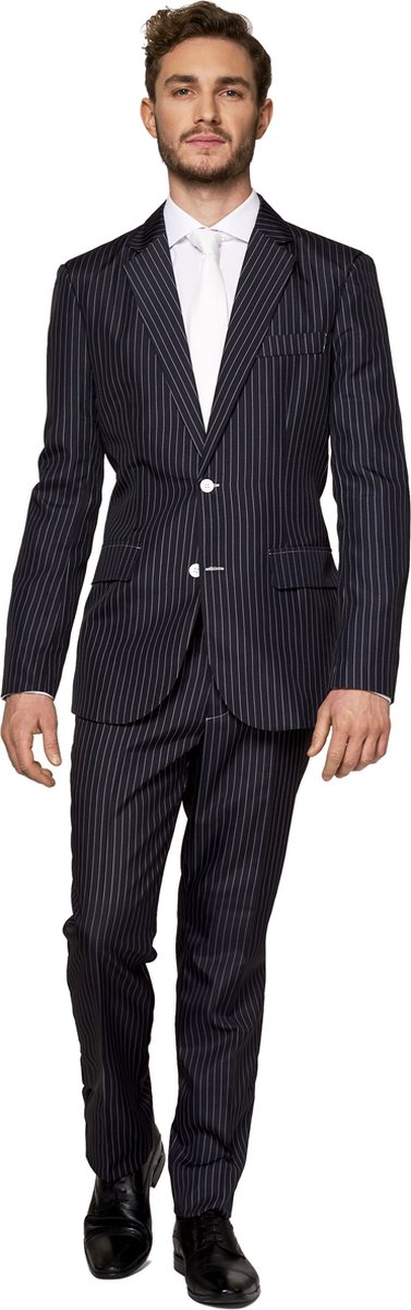 Suitmeister Gangster Kostuum - Heren Pak - Halloween Kostuum - Verkleedkleding - Carnavalskleding - Zwart - Maat XXL
