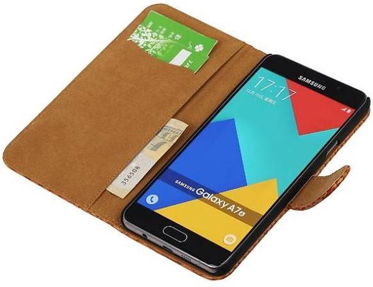 Slang Bookstyle Hoes - Geschikt voor Samsung Galaxy A7 (2016) A710F Bruin