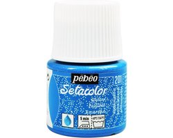 Pébéo Setacolor Glitter Blauwe Textielverf - 45ml textielverf voor lichte stoffen