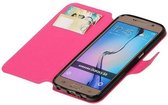Mobieletelefoonhoesje.nl - Samsung Galaxy S6 Hoesje Cross Pattern TPU Bookstyle  Roze