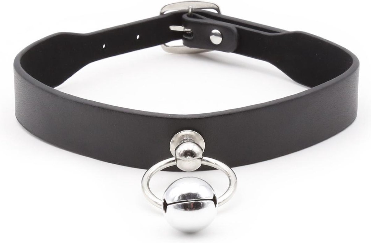 Goedkoopste Banoch - Catbell Collar simple black - Zwart pu leer - bdsm - halsband