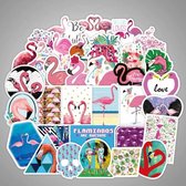 50 Flamingo stickers - voor muur, laptop, badkamer etc. -roze/vogels/dieren