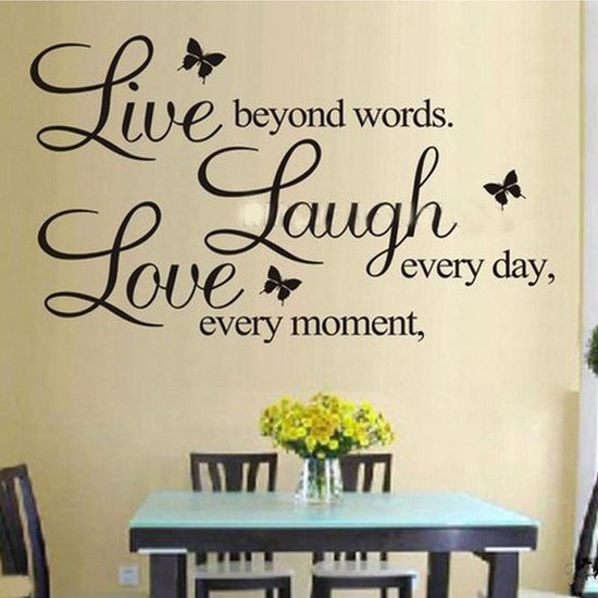 spreken Poëzie Ontwaken Muursticker tekst 'live laugh love' 50x70 | bol.com