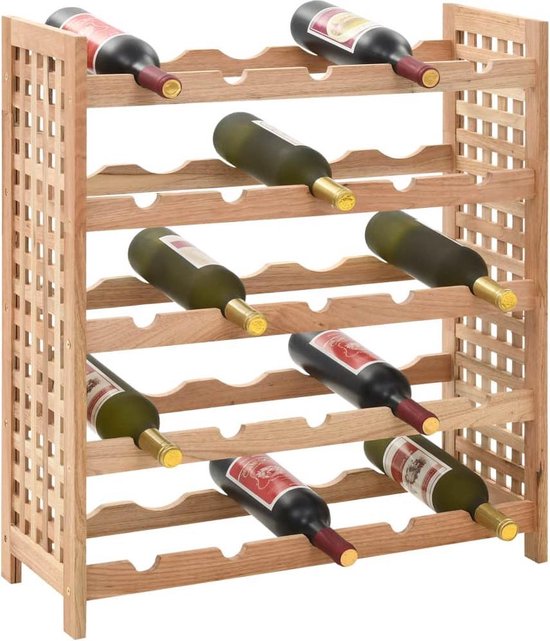 Premium Wijnrek Hout 25 flessen + 2 WIJNGLAZEN / Wijn kast 63x25x73 cm /  wijn rek /... | bol.com