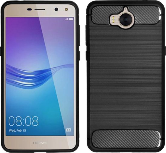 MP Case Zwart TPU-Case Hybride Design voor Huawei Y5 2017 - Y6 2017 -  back cover
