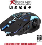 XTRIKE ME Gaming Muis Bekabeld Met 7 LED Backlight Kleuren DPI 800-1200-1600-2400 - GM212 Perfect voor gaming zoals Fortnite - Pubg -Battlefield