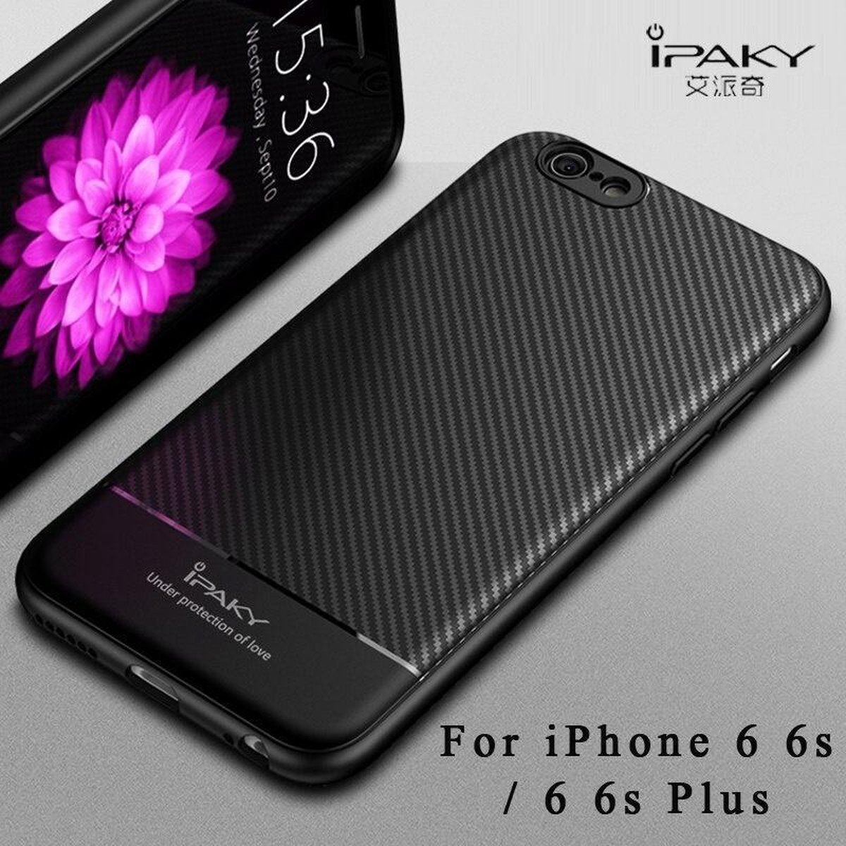Rubberen case Ipaky iphone 6(s) zwart