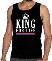 Zwart King for life tanktop / mouwloos shirt - Singlet voor heren - Koningsdag kleding XL