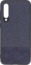 Shop4 - Geschikt voor Xiaomi Mi 9 SE Hoesje - Zachte Back Case Denim en Leer Donker Blauw