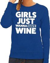 Girls just wanna have Wine tekst sweater blauw voor dames XS