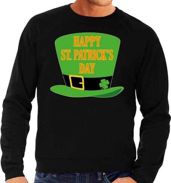 Happy St. Patricksday sweater zwart heren - St Patrick's day kleding S