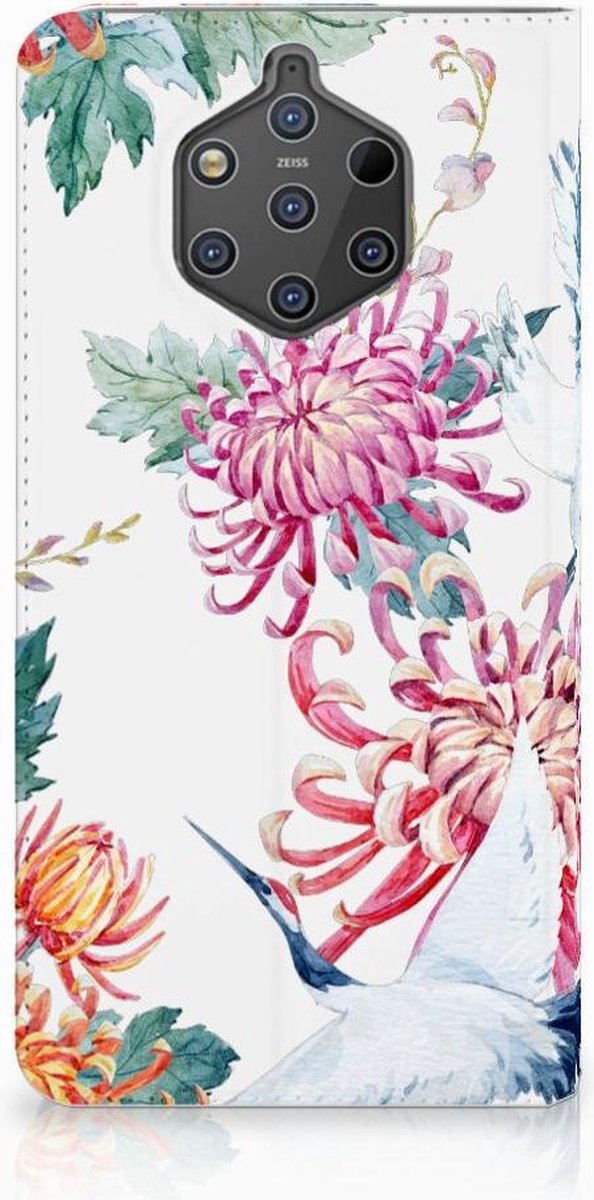 Standcase Hoesje voor Nokia 9 PureView Hoesje maken Bird Flowers