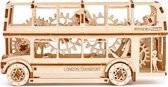 Wooden City modelbouwpakket Londen Bus hout - 115mm hoog x 232mm breed x 70mm diep - naturel kleur